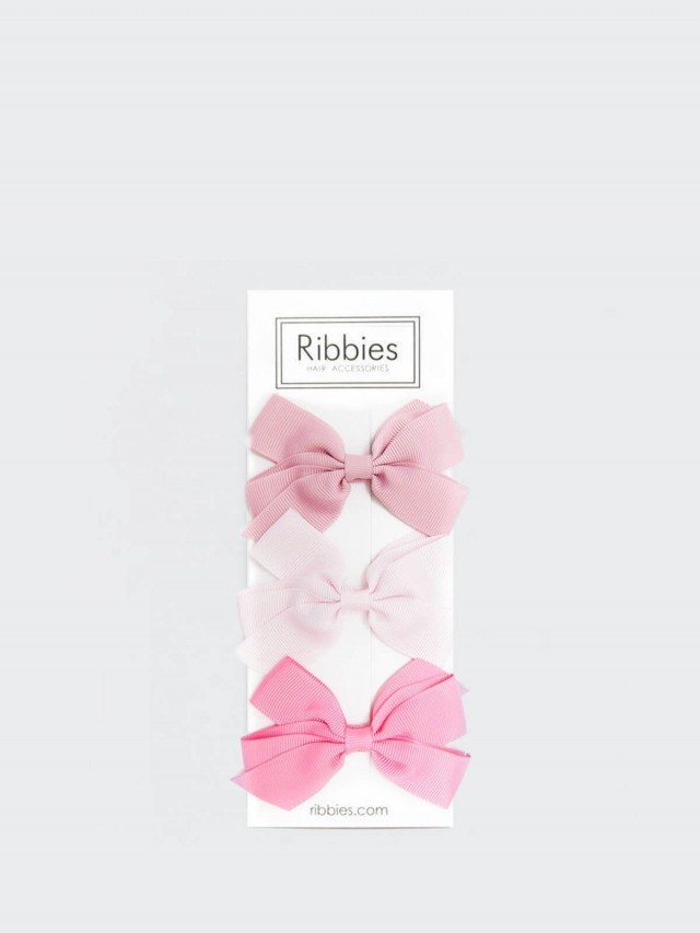 Ribbies 經典中蝴蝶結 3 入組 - 粉紅系列