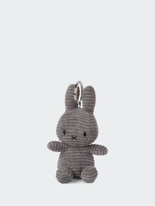 BON TON TOYS 【Miffy Corduroy Keychain】Miffy 米菲兔燈芯絨鑰匙圈 - 灰 10cm